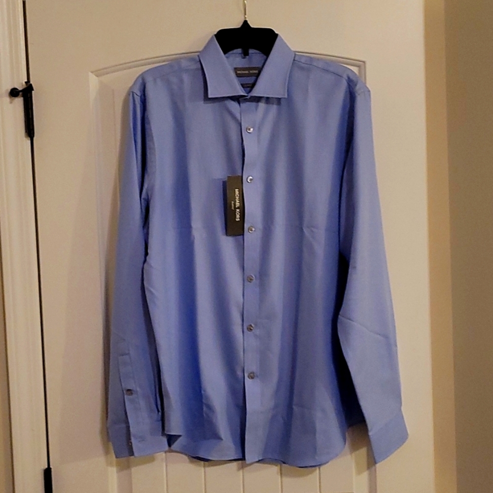 Michael Kors. Harmony Blue. Button up Dress Shirt. L Slim Fit. 16-16 1/2 34-35